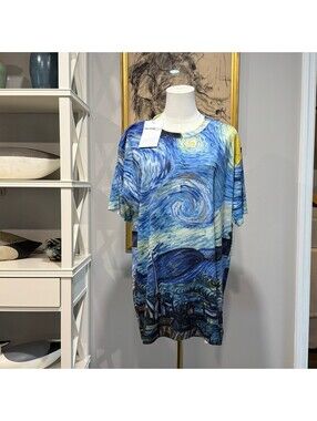 Starry Night Van Gogh Art Graphic T-Shirt Size XL Blue Unisex NWT